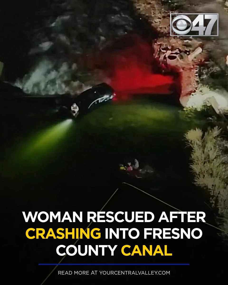 Woman rescued after car crashes into Fresno County canal
