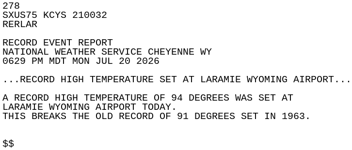 Laramie airport sets new heat record as storms loom this weekend