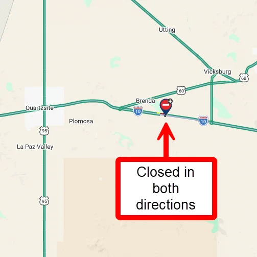 I-10 closed east of Quartzsite as active fire snarls traffic