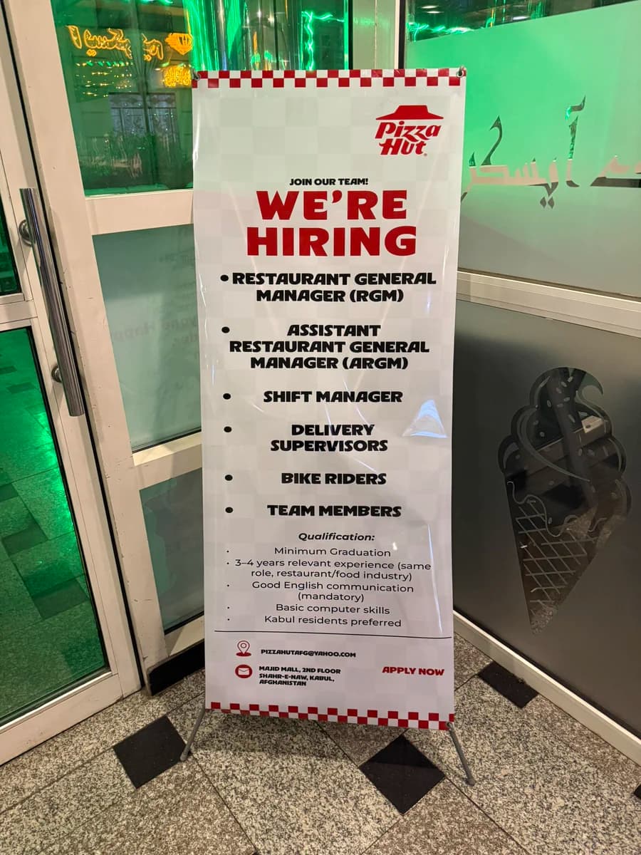 Pizza Hut reopens in Afghanistan and starts hiring staff