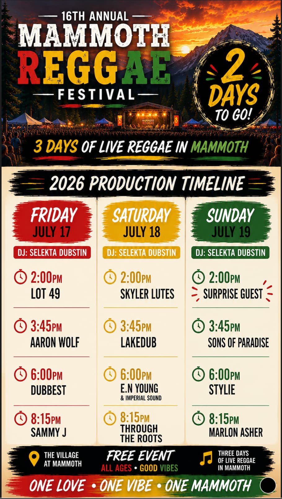 Free reggae festival set for three days in Mammoth Lakes