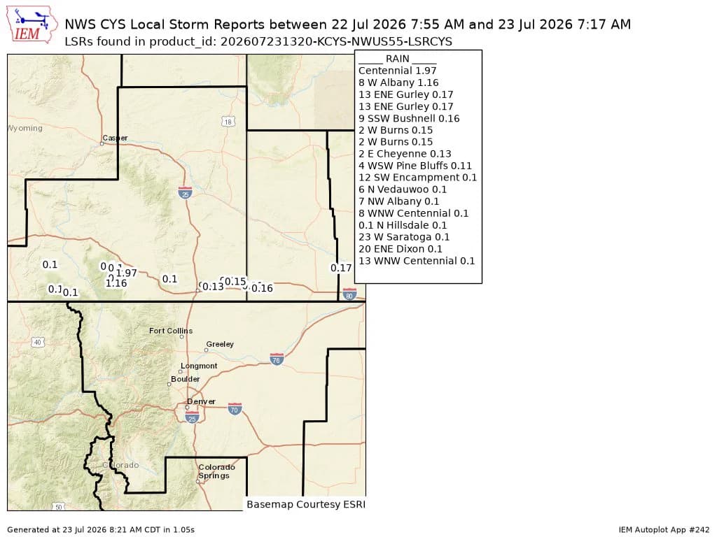 Centennial reports nearly 2 inches of rain in July storm
