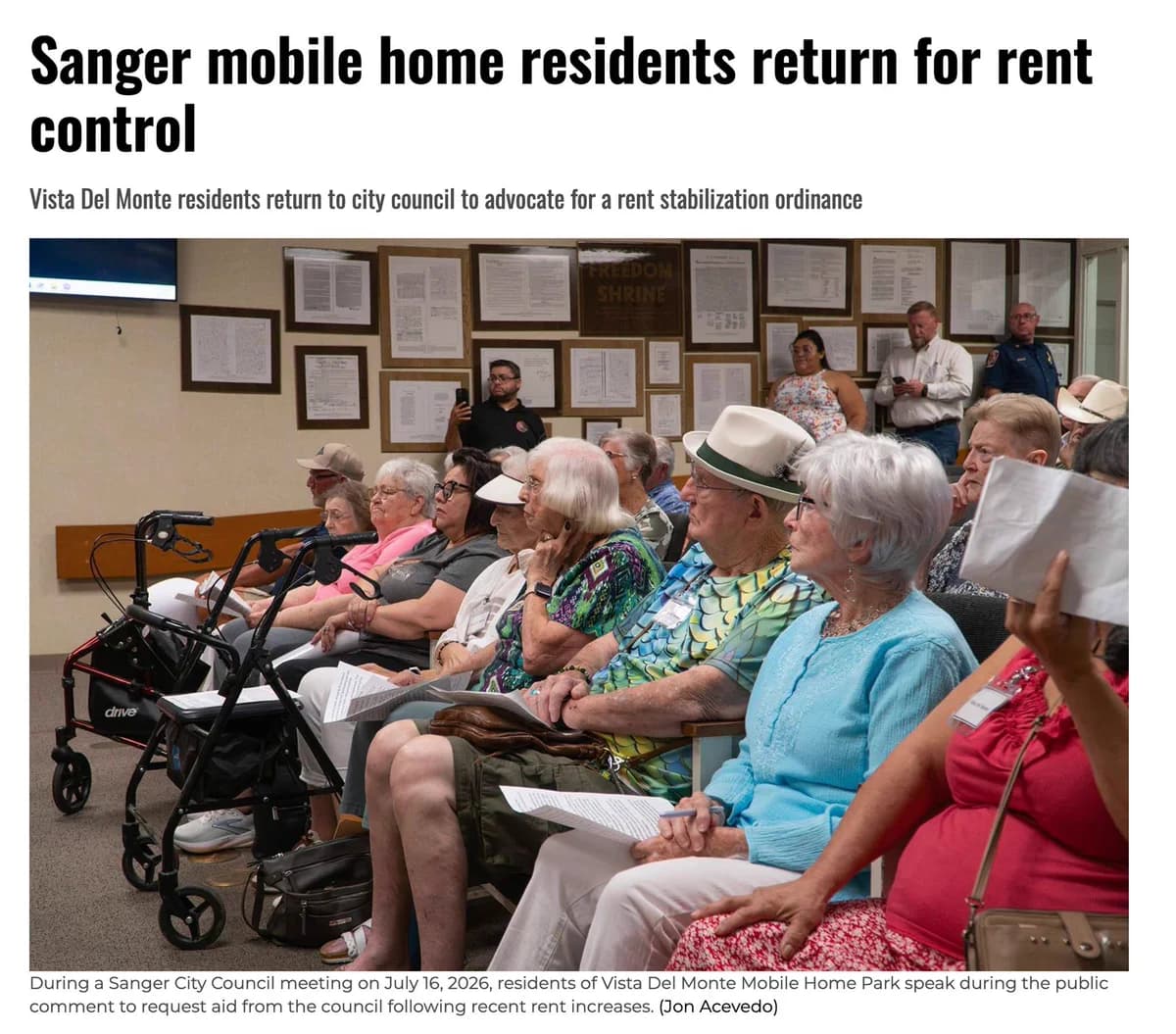 Sanger mobile home seniors seek protections from steep rent hikes