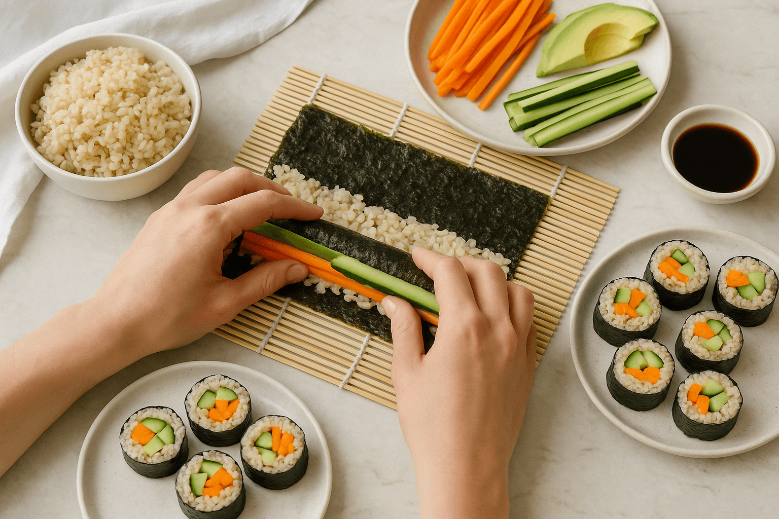 Prep Veggie Sushi Rolls with Brown Rice