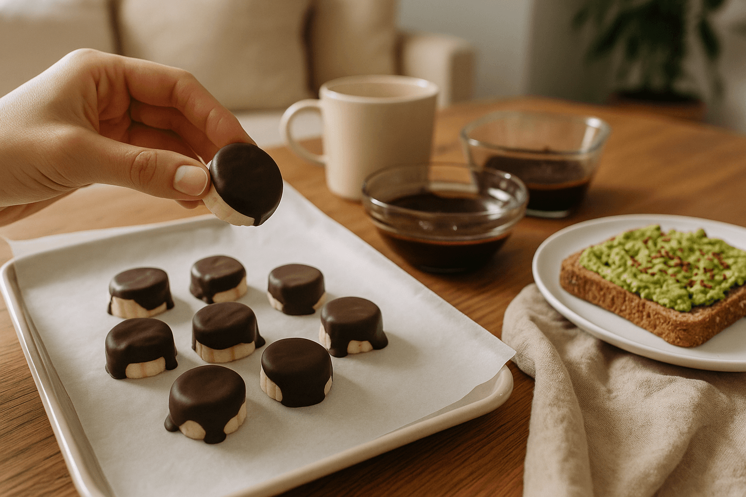 Freeze Banana Slices Dipped in Dark Chocolate