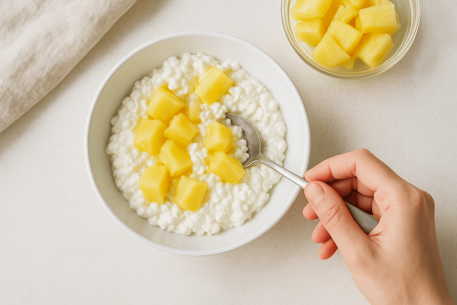 Mix Cottage Cheese and Pineapple for Sweet Protein