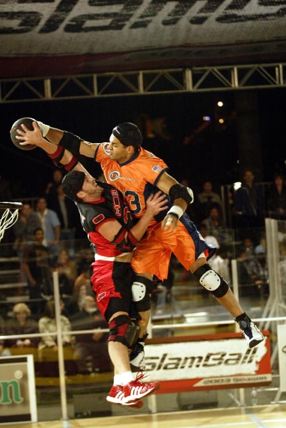 SlamBall's trampoline court turns every possession into a highlight spectacle