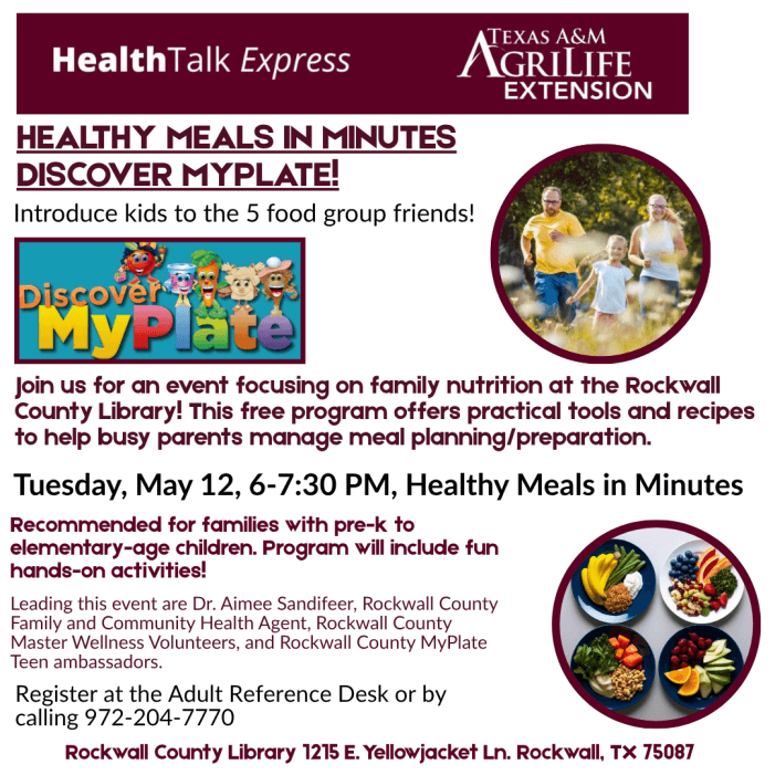 Rockwall County Library to host free MyPlate workshop for families