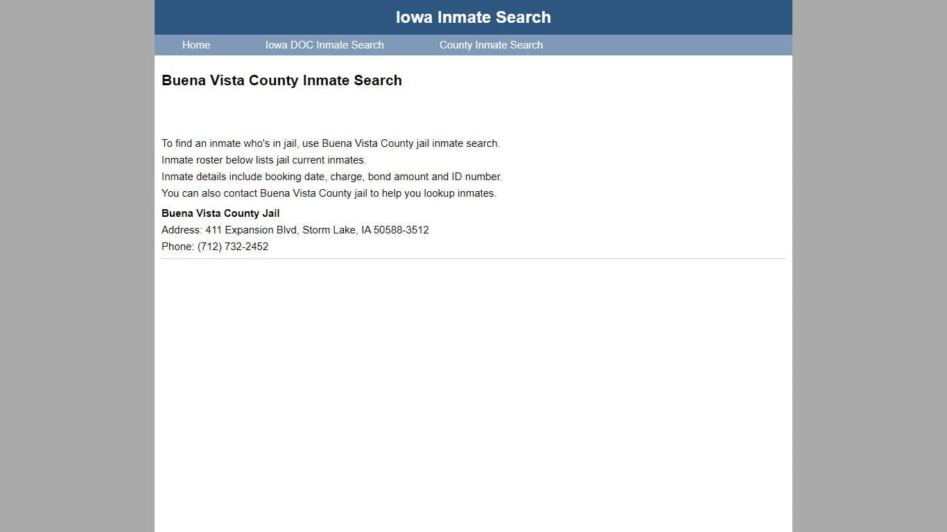 Visiting and Contacting Inmates at Buena Vista County Jail