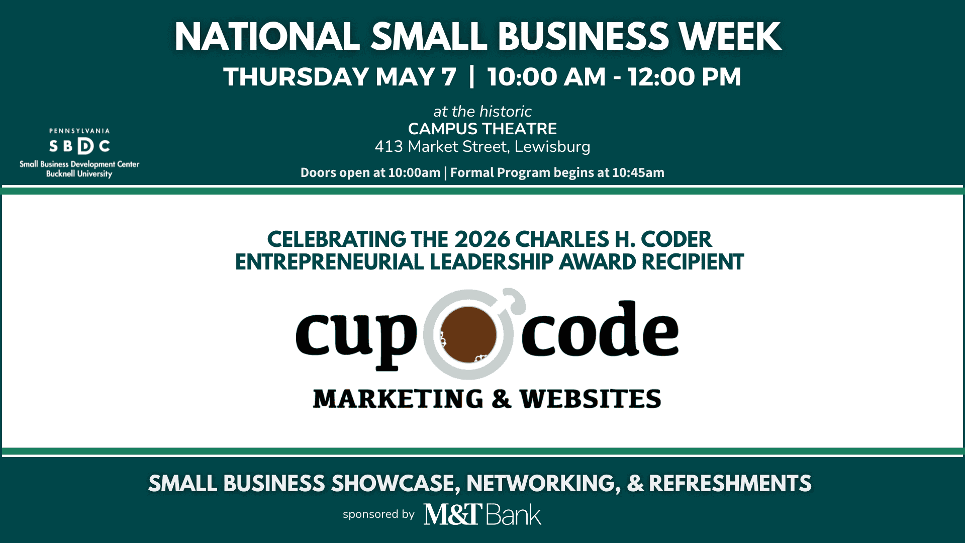 Lewisburg Small Business Week event to honor Cup O Code
