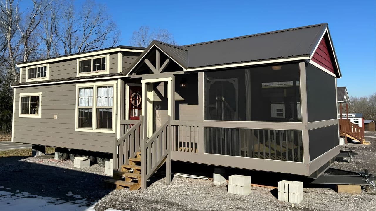 Lake Tahoe park model tiny house offers family-sized towable living