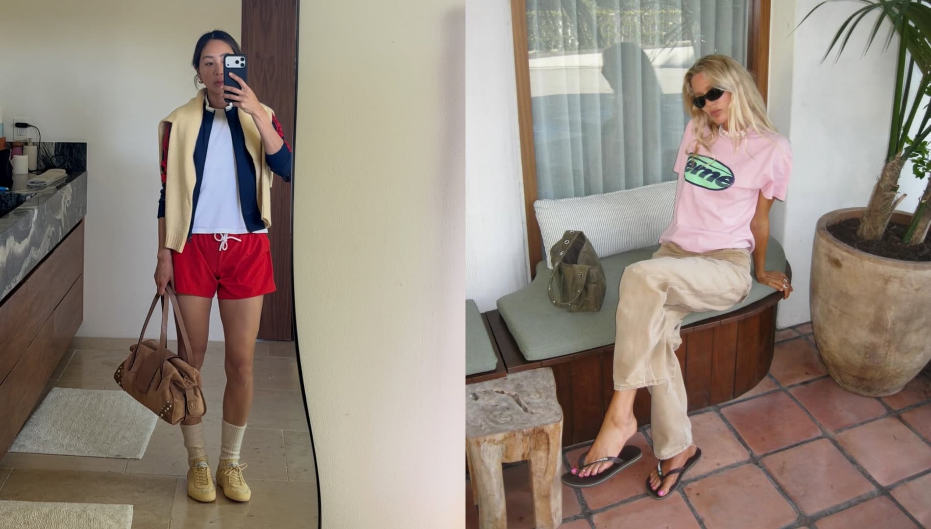 Los Angeles street style embraces slim sneakers and easy-chic shoes