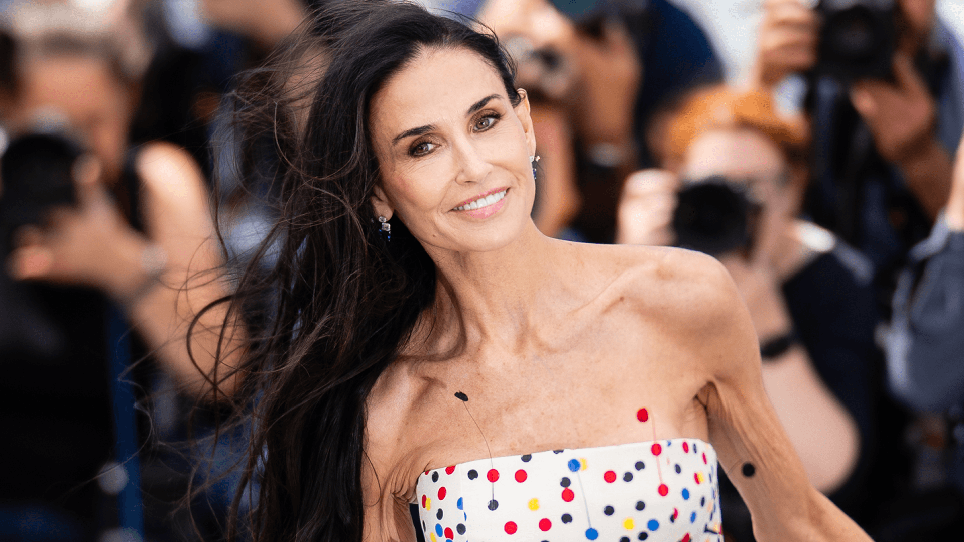 Demi Moore turns a polka-dot Jacquemus mini into Cannes glamour