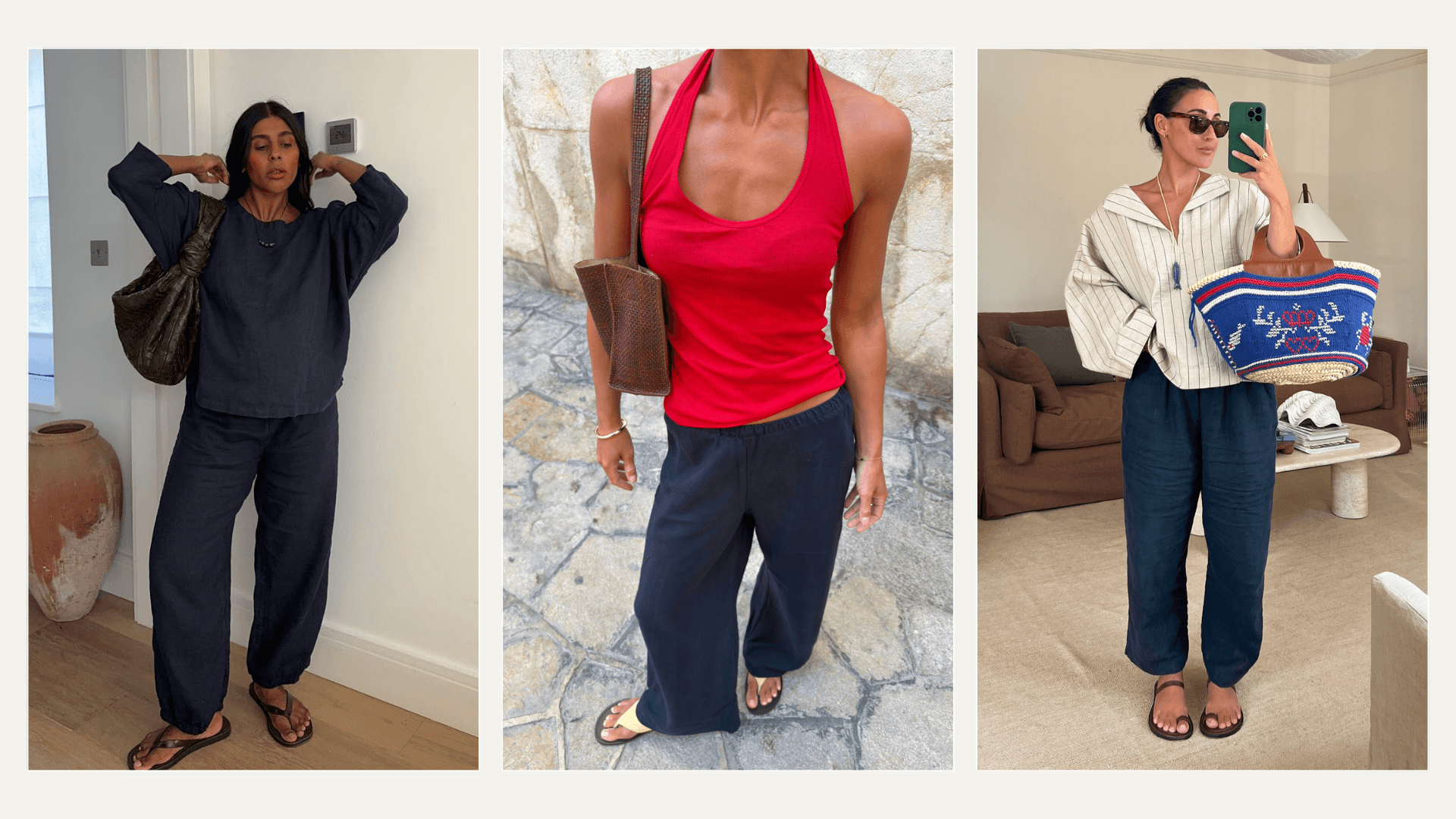Navy linen trousers are the smarter coastal grandmother staple