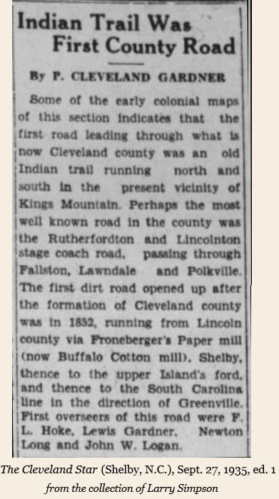 How Cleveland County’s earliest roads grew from trails and crossings