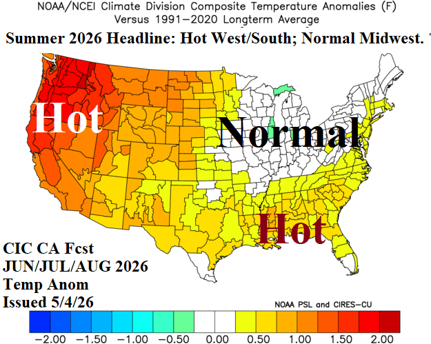 NOAA forecasts hotter-than-normal summer 2026 across all 50 states