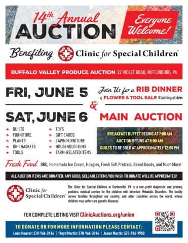 Mifflinburg benefit auction returns June 6 to support Clinic for Special Children