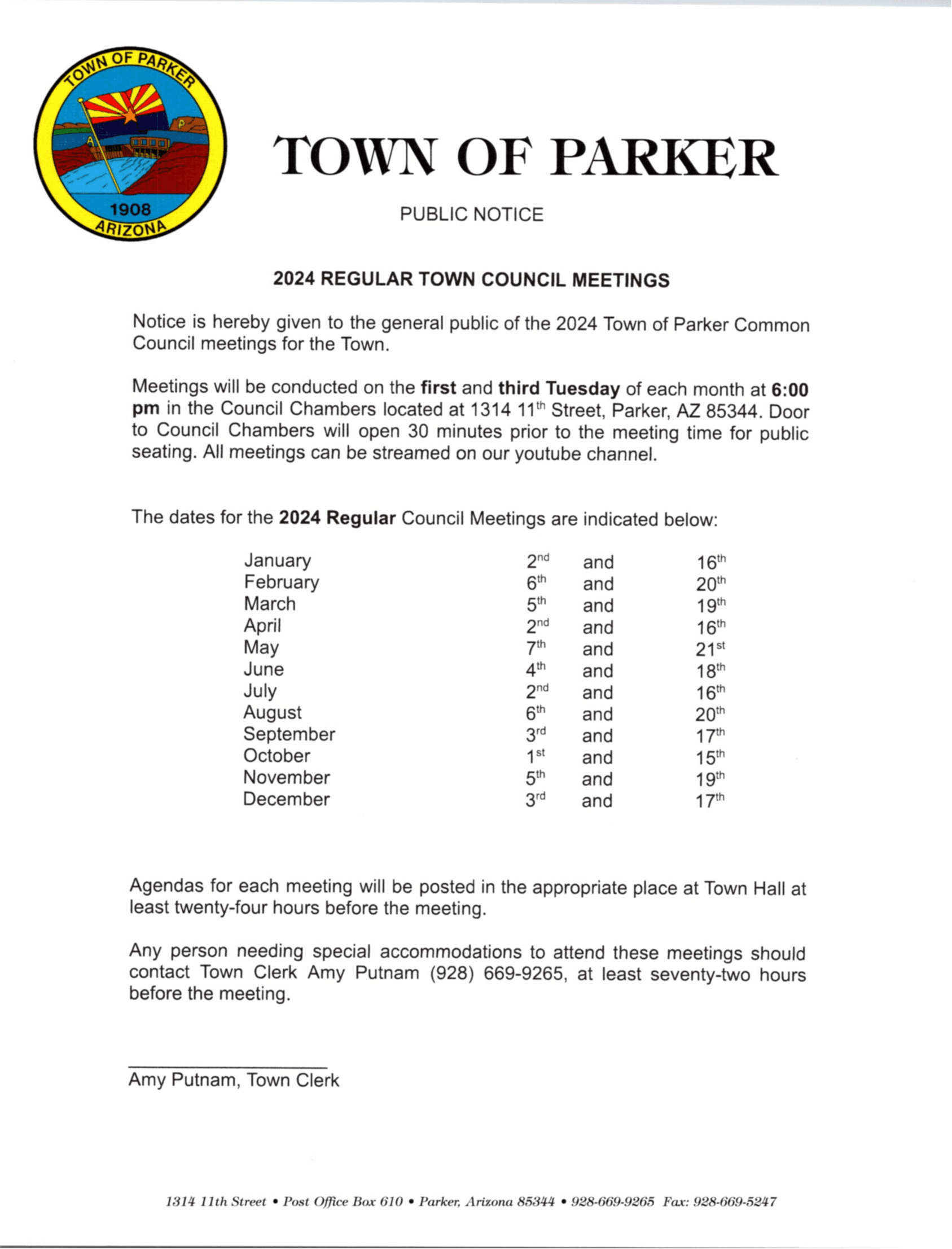 How Parker Posts Agendas and Public Notices, What Residents Need