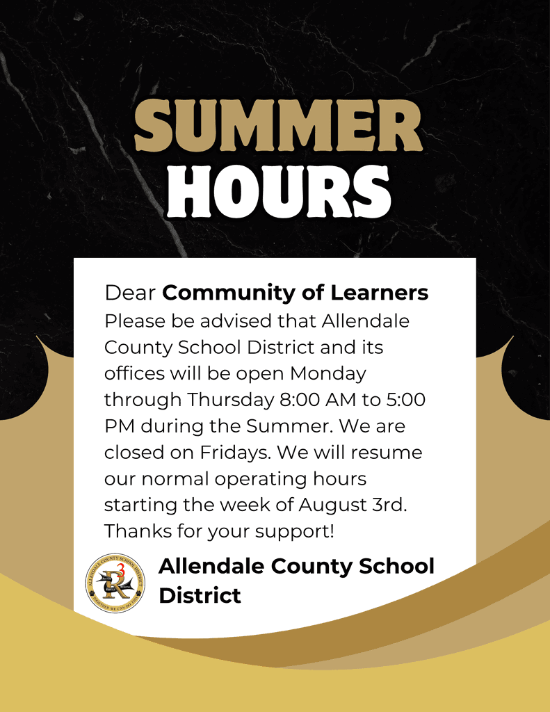 Allendale County Schools shifts to summer office hours through August 3