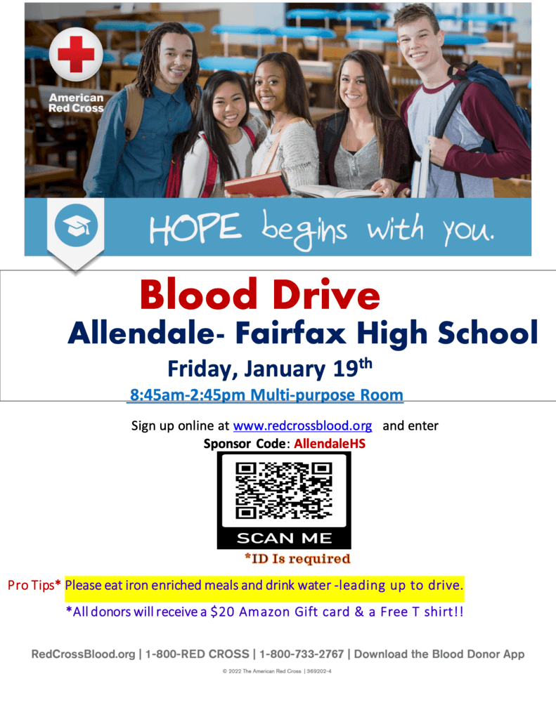 Allendale Fairfax High School Hosts Community Blood Drive November 18