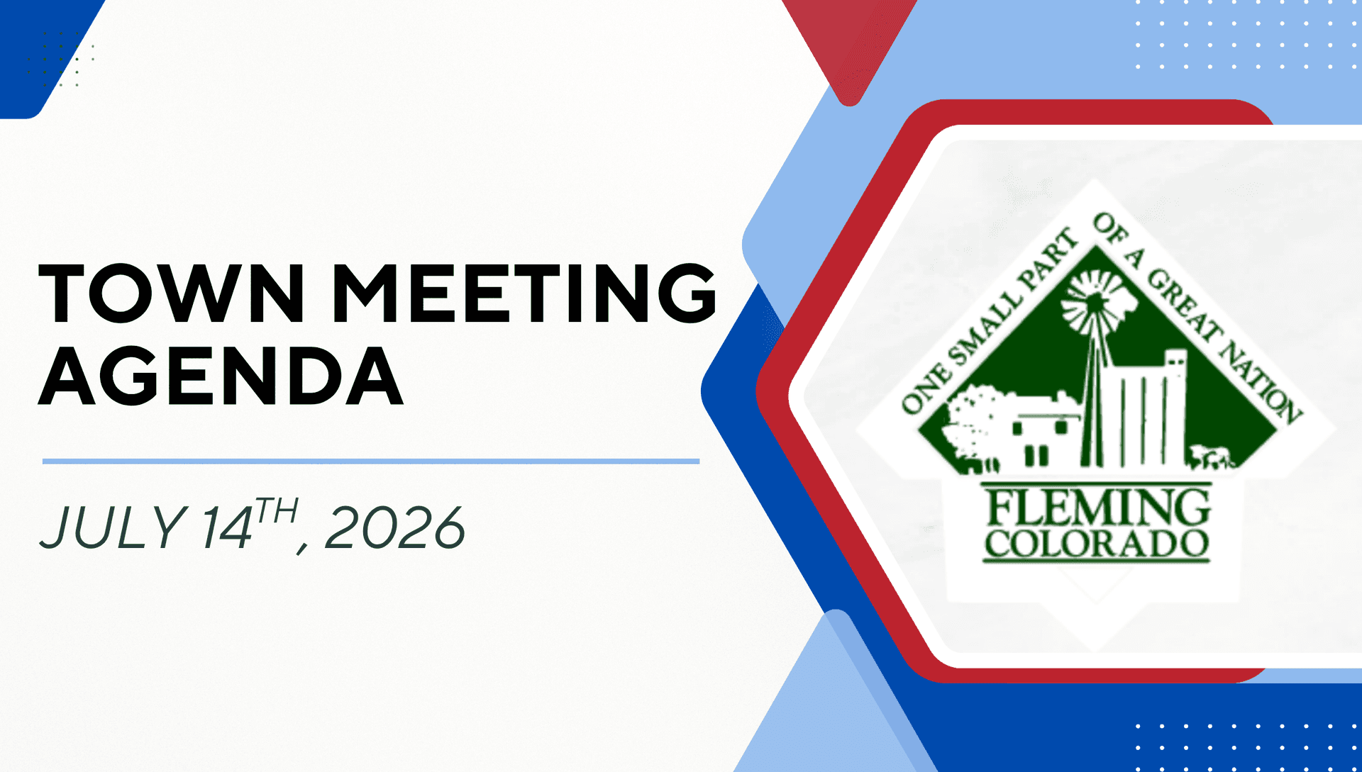 Fleming announces July 14 town council meeting, agenda posted online