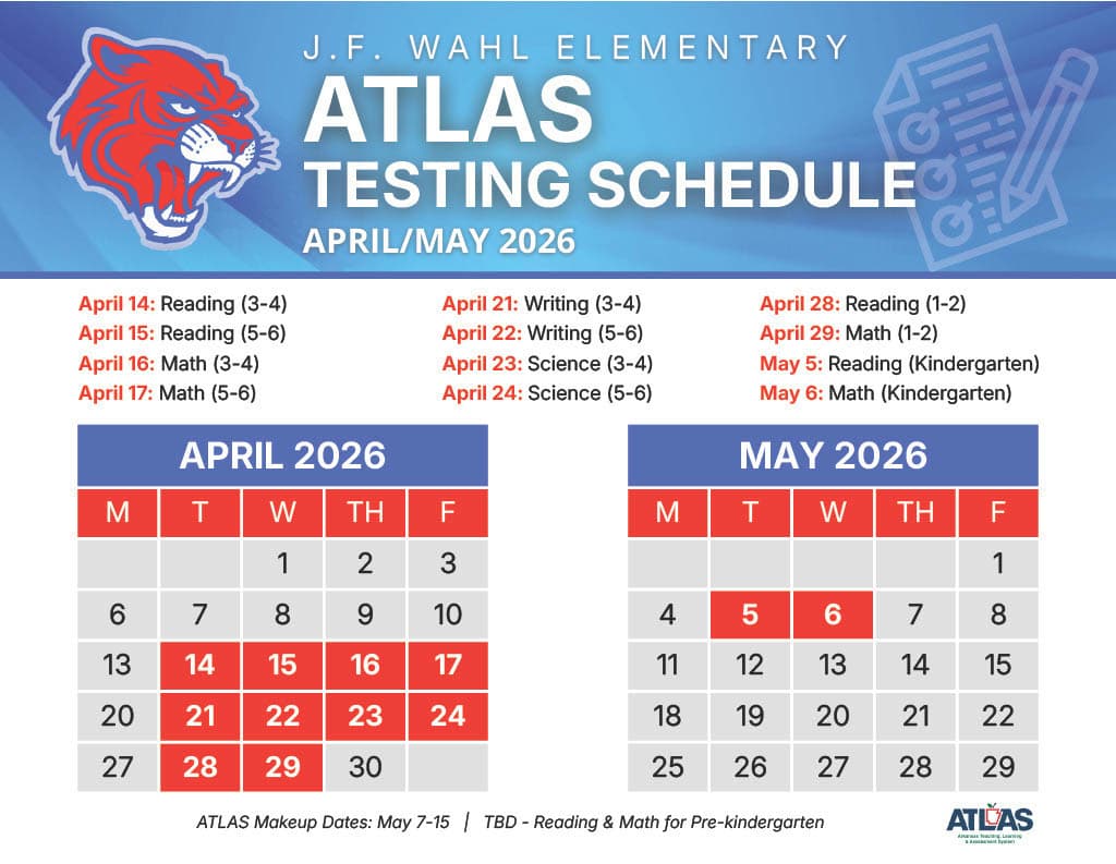 Helena-West Helena Schools homepage highlights ATLAS testing, board meetings, honors