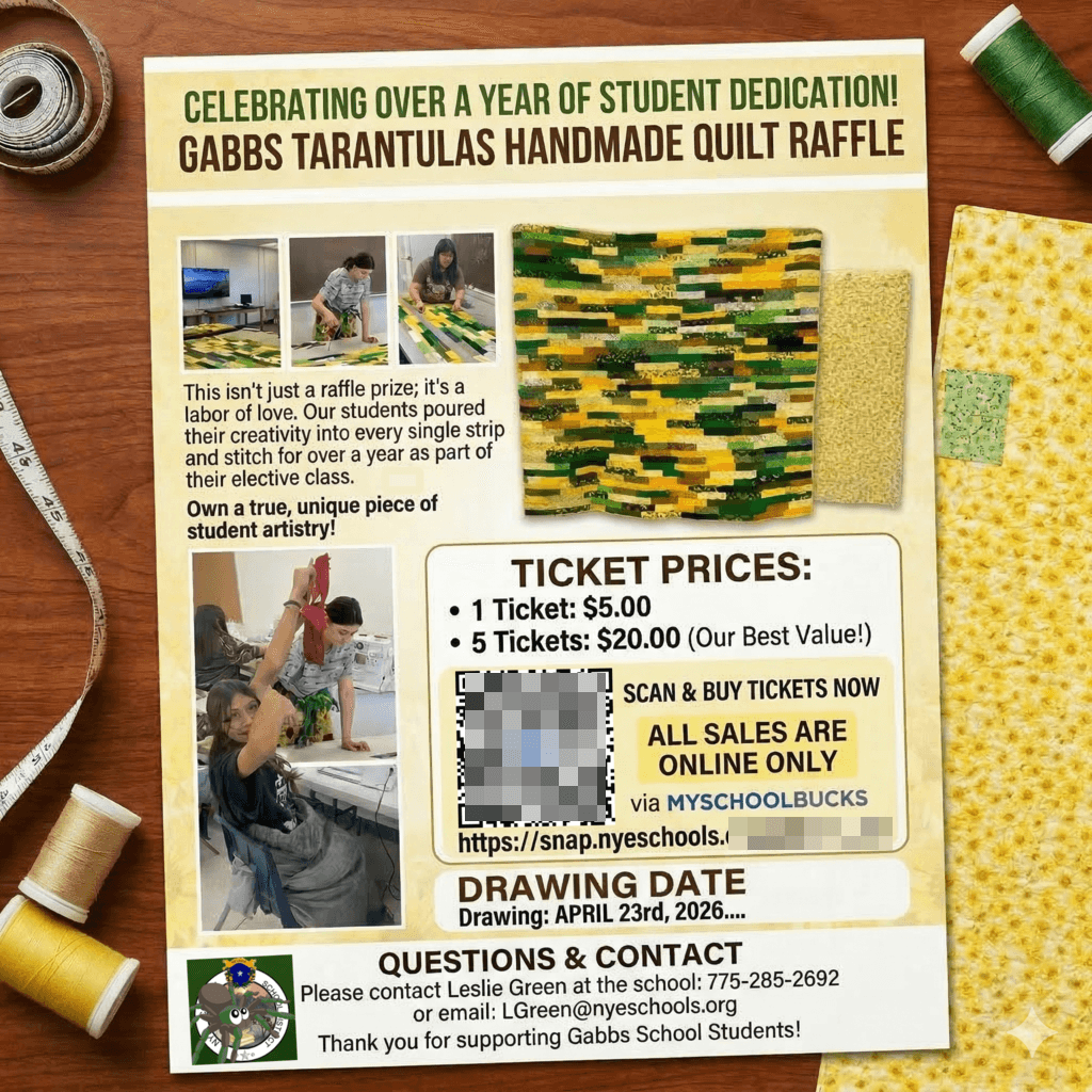 Longtime Gabbs resident wins school quilt raffle supporting student activities