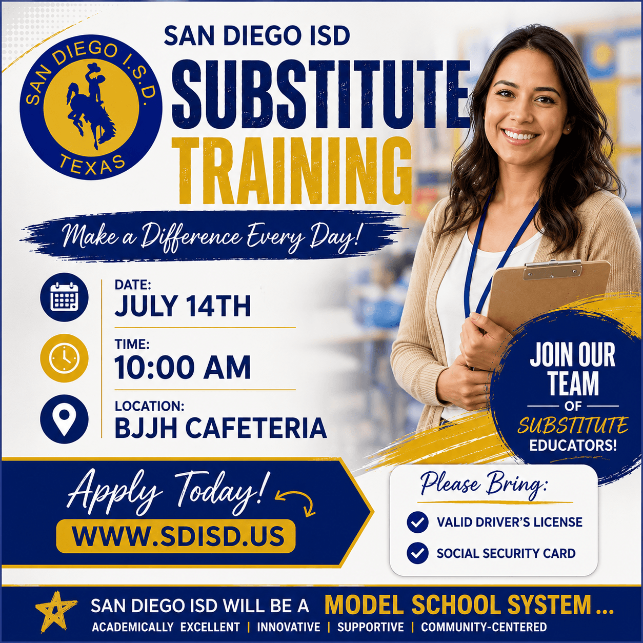 San Diego ISD schedules substitute training ahead of school year