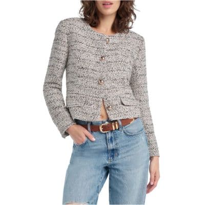 Favorite Daughter’s embellished crop jacket makes summer workwear feel polished