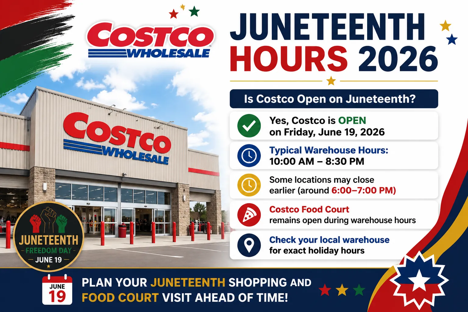Costco warehouses stay open on Juneteenth, regular hours expected