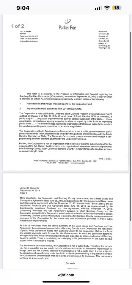 Hidden County Debt Revealed, Bamberg Facilities Corporation Raises Questions