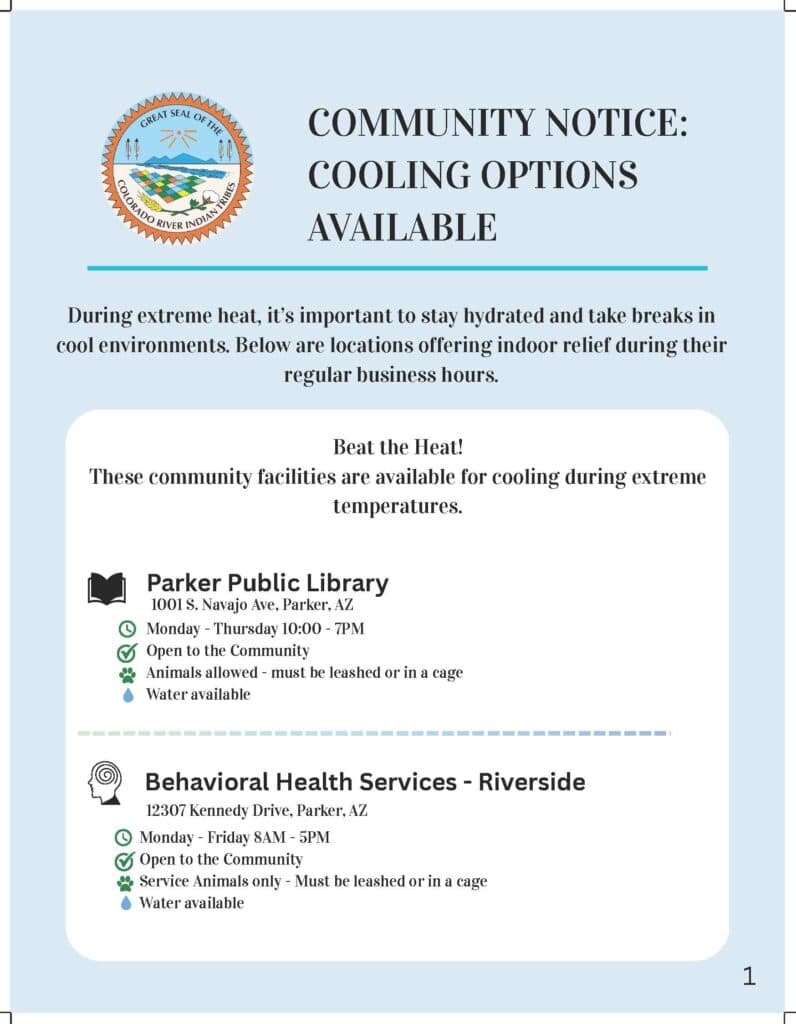 Colorado River Indian Tribes Alert Residents to Available Cooling Options
