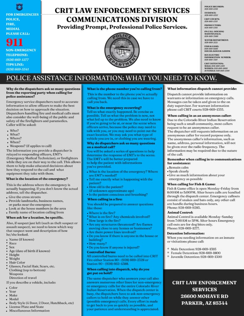 Tribal police phone outage disrupts 911 service in Parker area