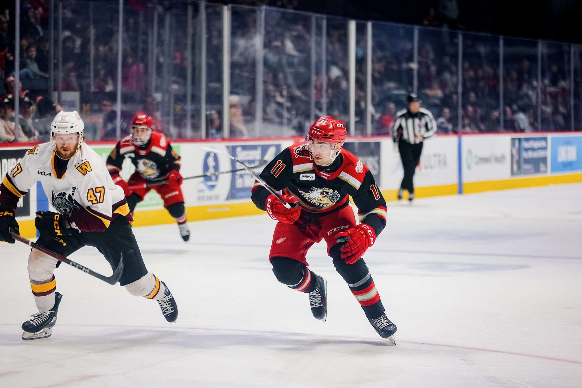 Seger's Third Straight Goal Powers Griffins Past Monsters, 3-1