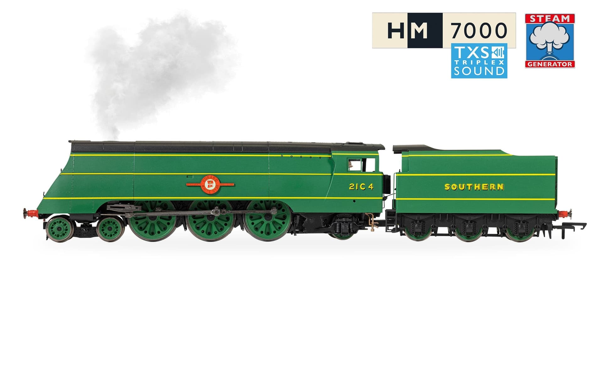 Hornby showcases high-tech Merchant Navy with synchronized steam effects