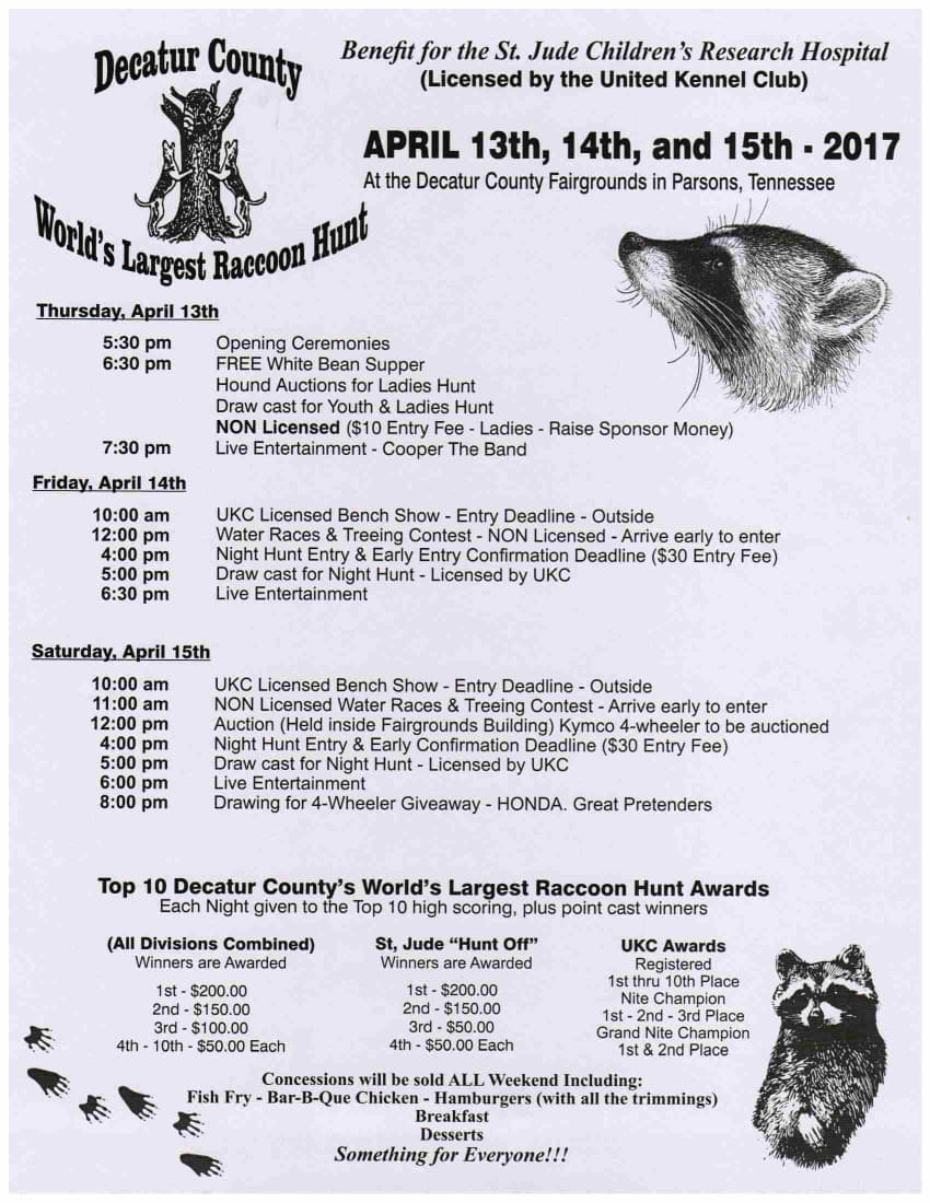 Decatur County's Annual Raccoon Hunt Raises Funds for St. Jude Hospital