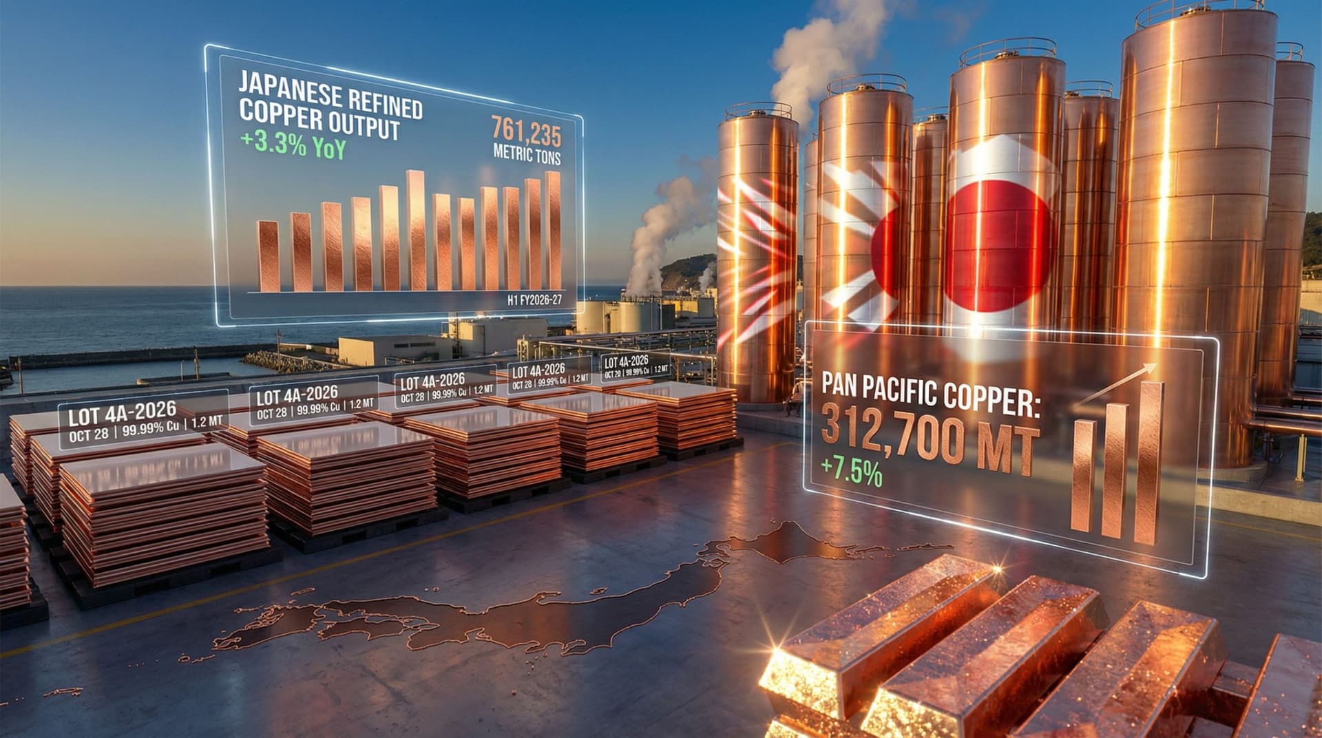 Japanese Copper Smelters Forecast 3.3% Output Rise on Infrastructure Demand