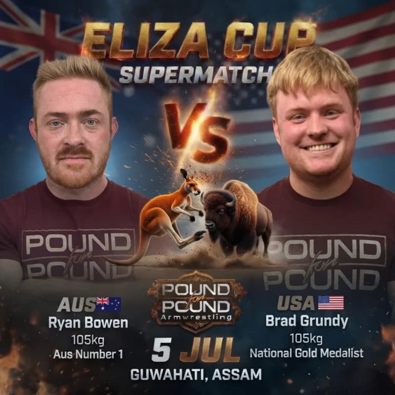 Gold’s Arm spotlights Ryan Bowen vs Brad Grundy at Eliza Cup in Guwahati