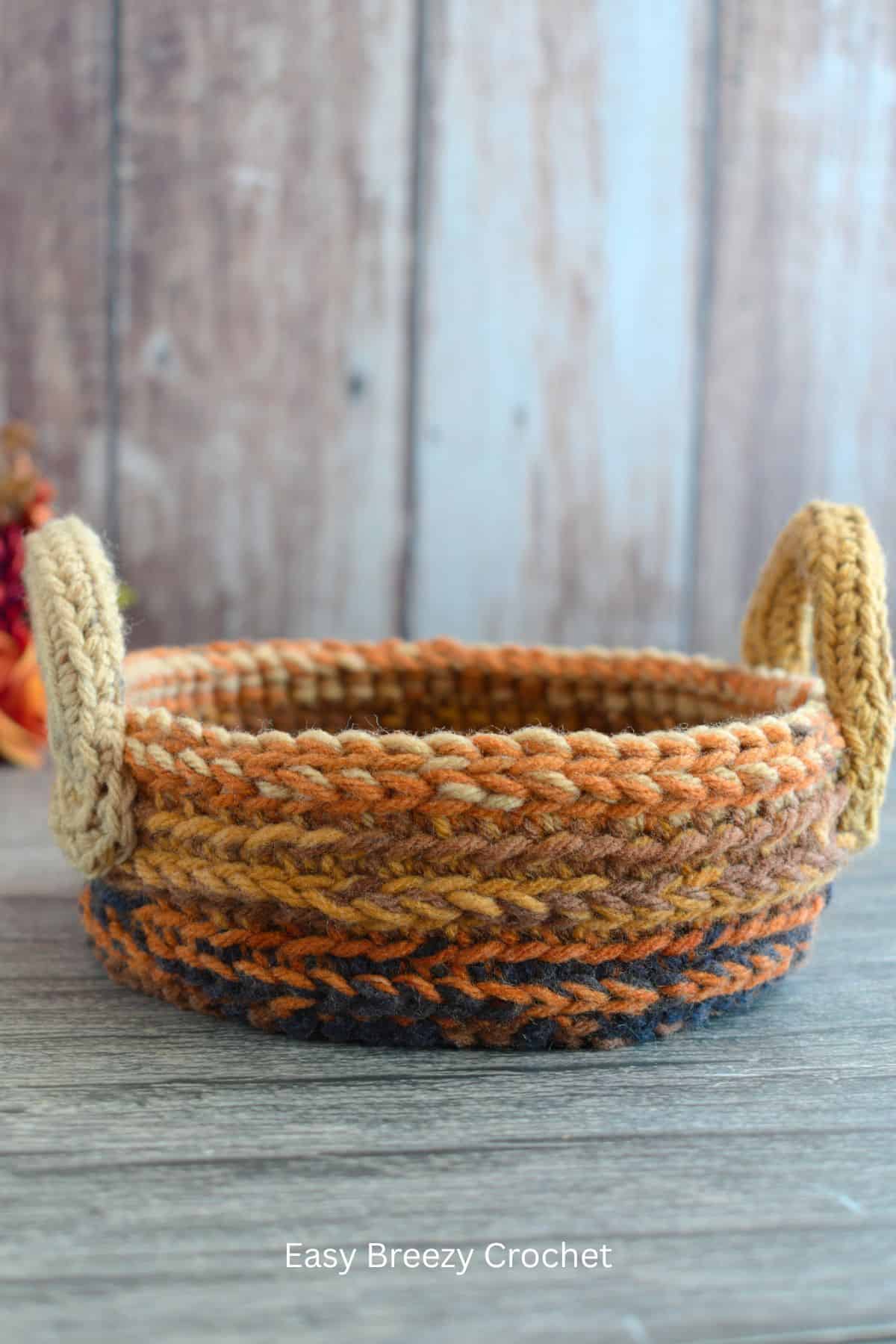 Easy Crochet Basket with Handles Makes Handy Home Storage