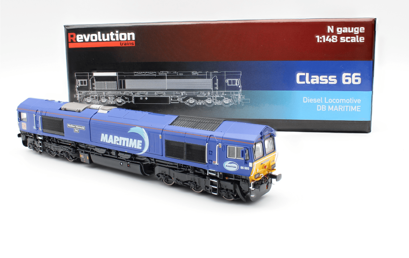 Limited-Run Revolution Trains N-Gauge Class 66s in Maritime Intermodal Blue