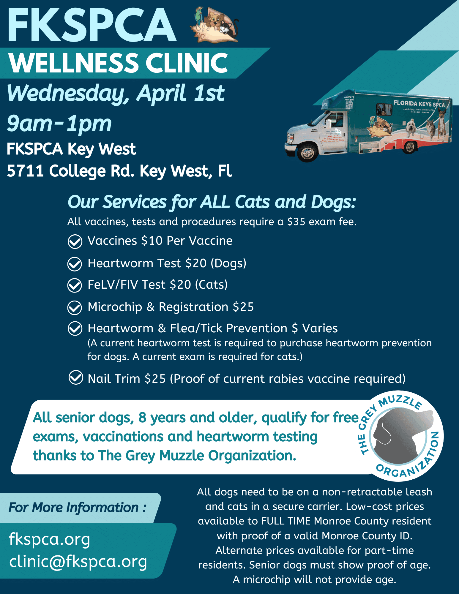 FKSPCA Key West Wellness Clinic Offers Free Senior Dog Care April 1