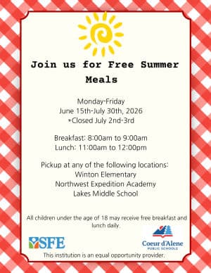 Coeur d’Alene schools offer free summer meals for children