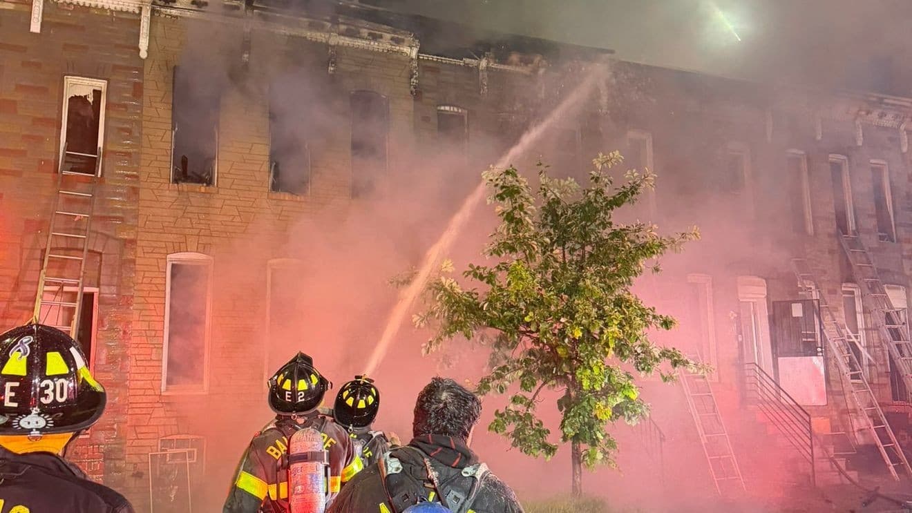 Second-alarm fire damages several rowhomes in Southwest Baltimore