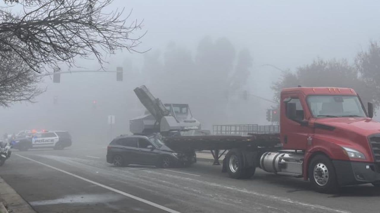 Teen hospitalized after semi-truck collision in Clovis fog