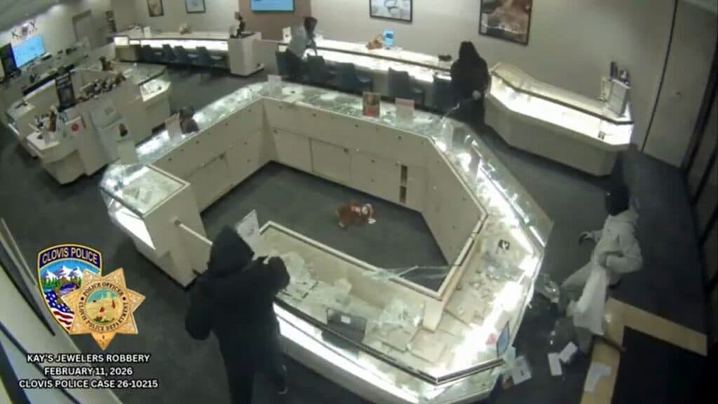Surveillance Video Released Shows Four Masked Suspects Smashing Clovis Kay Jewelers