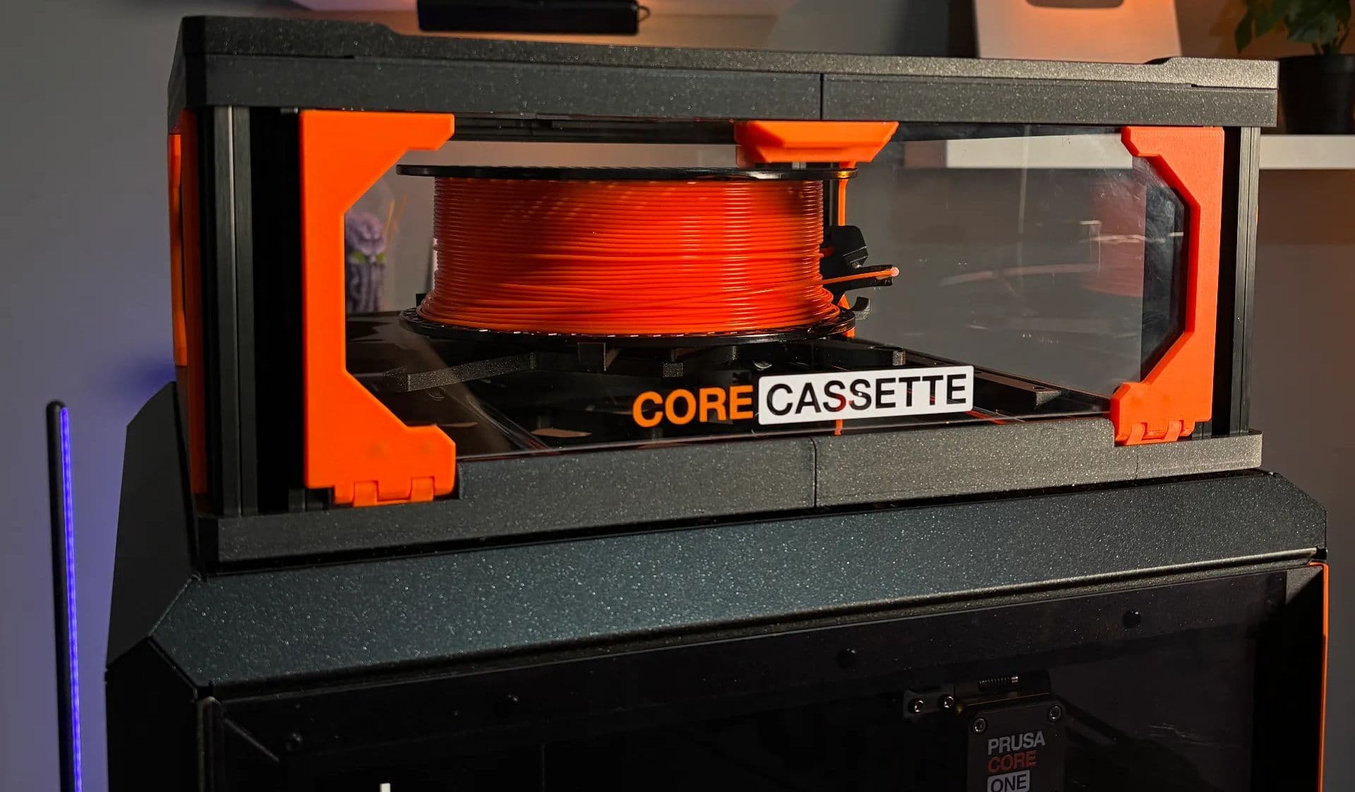 Leftover Prusa MK4S parts become a top-mounted spool holder