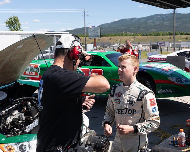 Kevin Harvick and son Keelan practice at Stateline Speedway in Post Falls