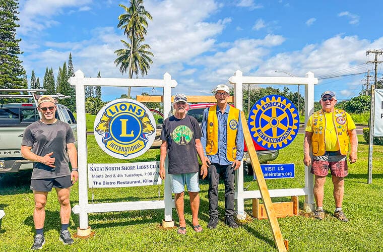 North Shore Lions, Rotary strengthen partnership with sign repairs near Princeville Center