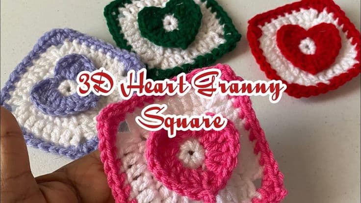 DIYsCraftsy Debuts Free 3D Heart Square Crochet Pattern for Afghans