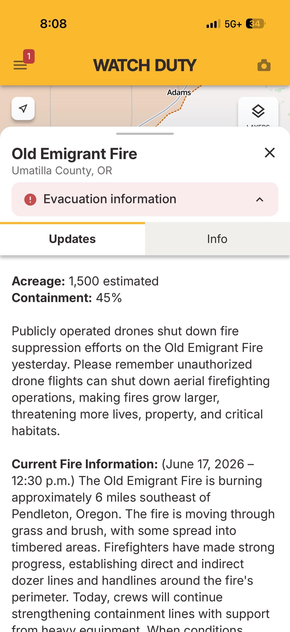 Union County warns drone flights can disrupt wildfire response
